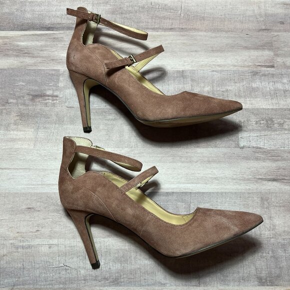 Adrienne Vittadini Womens Suede Pointed Toe Heels With Ankle Strap Size 8M - Picture 3 of 12